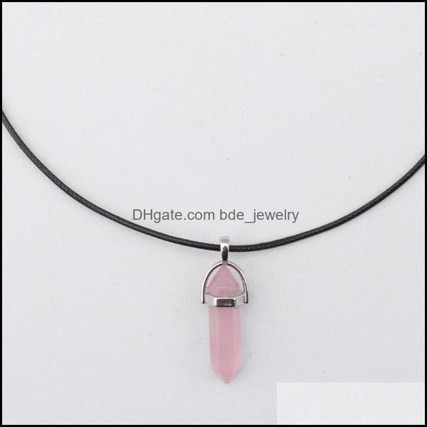 

pendant necklaces hexagonal column rose quartz necklace opal pendant fashion natural stone pink crystal pendants necklac dhseller2010 dhb3z, Silver