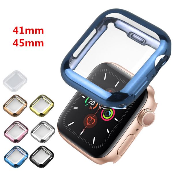 

full body case watchcase watch straps accessories all-inclusive anti-drop electroplated tpu protective cover for apple watch series 5 6 7 8