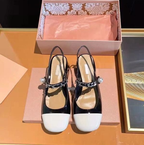 

mary miu new jane sandals and shoes girls retro platform thick heel 4cm 7cm female square toe buckle pearl chain women black white ballet 98
