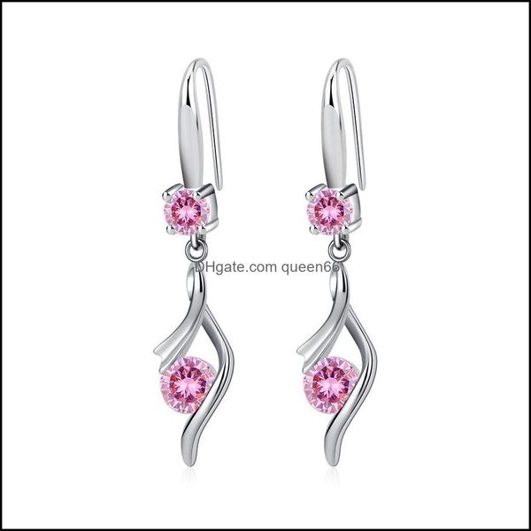 

charm s925 stamp sier plated crystal charms pink blue white zircon earrings tassel hook type womens fashion jewelry wedd dhseller2010 dhv0o, Golden