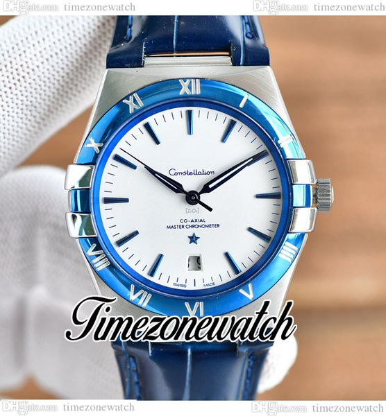 

39mm 8900 automatic mens watch 131.33.41.21.04.001 white dial steel case blue bezel blue leather strap new watches twom timezonewatch e442a5, Slivery;brown