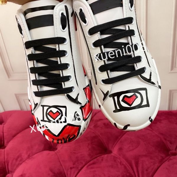 

casual shoes leather shoe couples trainers 34-41 chaussures white flat green red stripe embroidered snake italy bee ace sneaker hc210406, Red;white