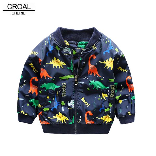 

jackets croal cherie 80-130cm o-neck kids boys jacket navy green spring dinosaur printing children clothes girls coat outerwear 220908, Blue;gray