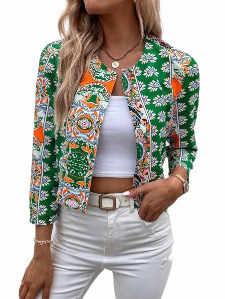 

women's jackets floral print open front jacket d0ow#, Black;brown