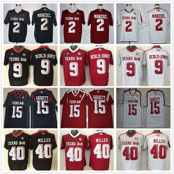 

ncaa college texas aggies football jerseys 2 johnny manziel 9 ricky seals-jones 15 myles garrett 40 von miller jersey, Black