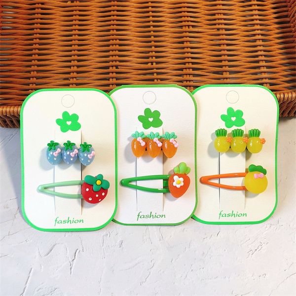 

2 pcs new fashion korean children's cute colorful cartoon fruit bb clip hair accessories sweet girl kids hairpins headwear, Slivery;white