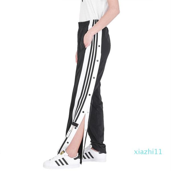 

fashion- womens brand pants full length summer women designer pants with button luxury womens wide leg pants size xs-xl196e, Black;white