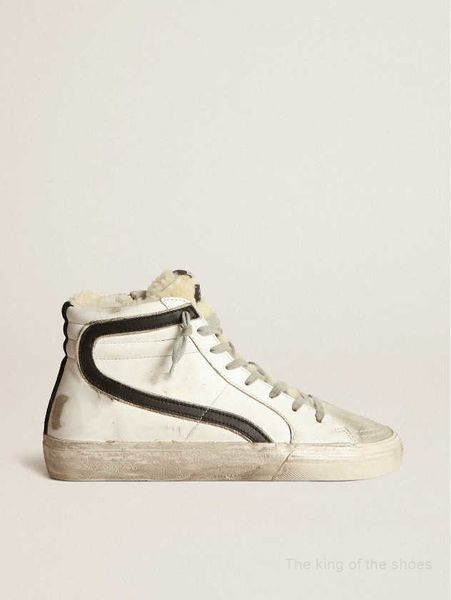 

shoes slide sneakers high dirty designer luxurious italian vintage handmade leather with shearling inlays