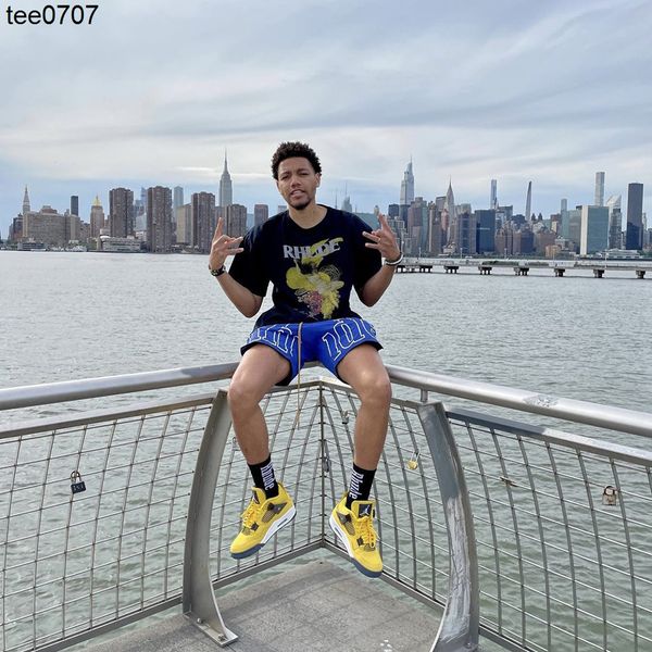 

rhode fashion designer men women tee grape female figure abstract painting print pullover male loose casual short sleeve female couple t-shi, White;black