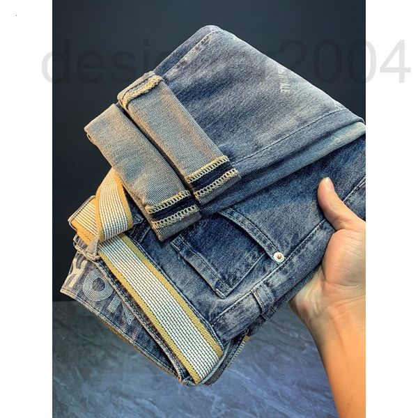 

men's jeans designer gradient men's 2022 summer new fashion ins printed embroidery versatile micro harlan leggings lpl1, Blue