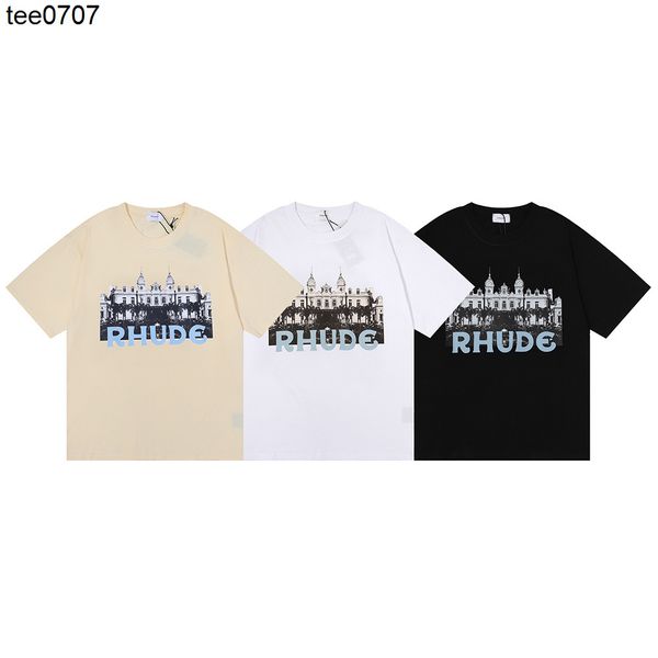 

rhode fashion designer men women tee 2022 new castle printed t-shirt ins men and women lovers casual short sleeve, White;black