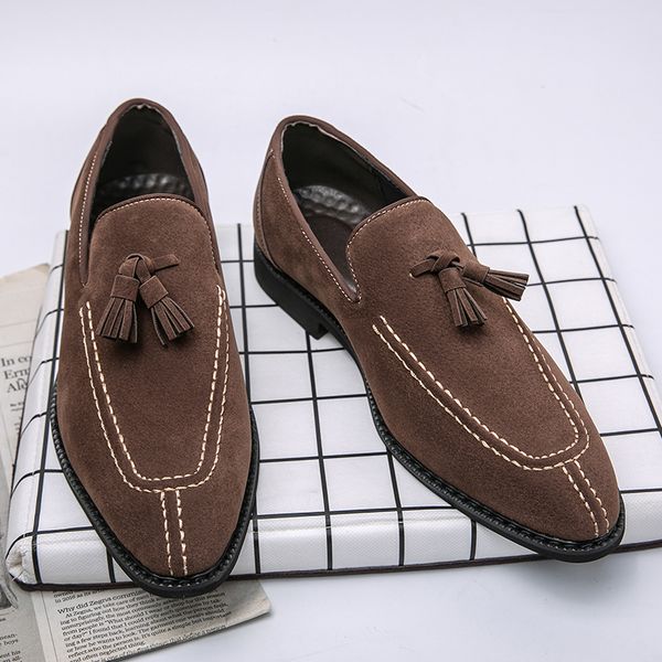 

novelty britain pointed black brown tassels all match shoes for men casual loafers formal dress footwear sapatos tenis masculino