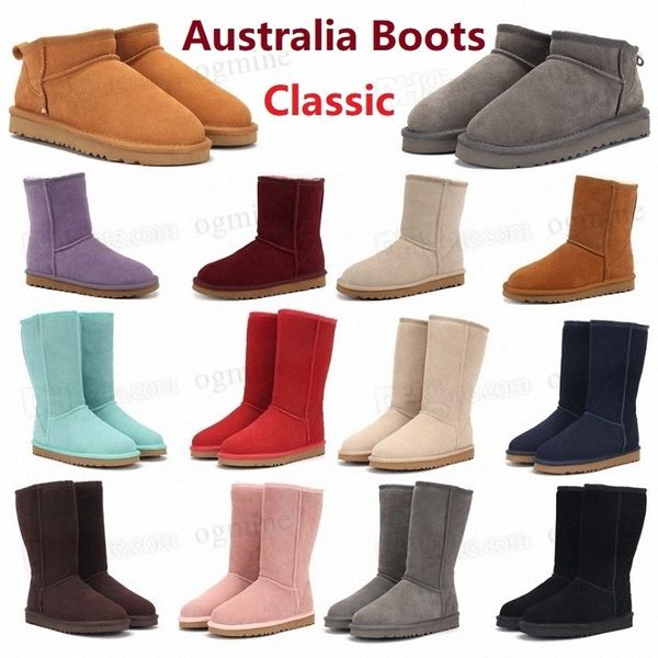 

snow boots flat luxur australian boot cold fashion designer women mini classic with fur womens lady girls pink khaki winter warm, Black