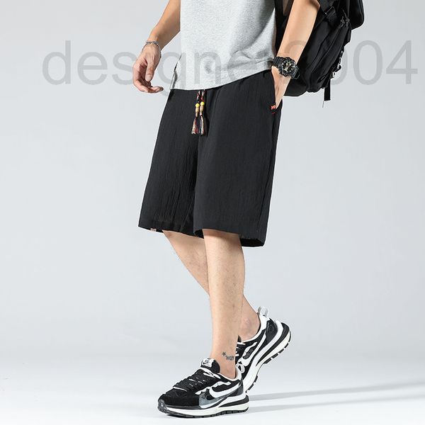 

men's shorts designer yiman summer thin ice silk linen shorts loose quarter cotton casual pants #710 35xh, White;black