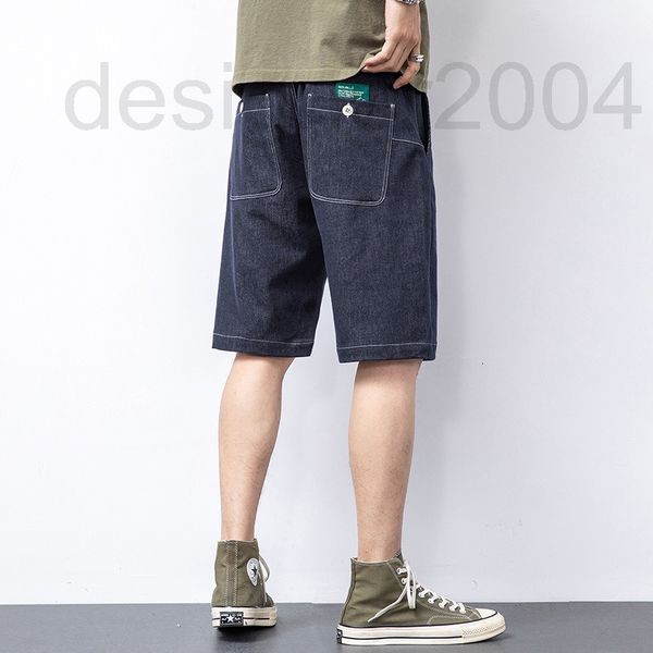 

men's shorts designer elastic waist denim trend versatile high-end washed primary color pants loose straight breeches men mr85, White;black