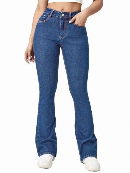 

women's jeans zip fly flare leg jeans 2022 new 45ey#, Blue
