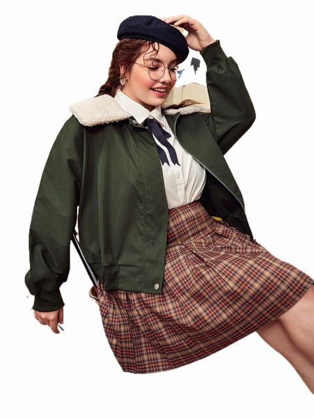 

plus size outerwear & coats plus borg collar batwing sleeve jacket t7m3#, Black