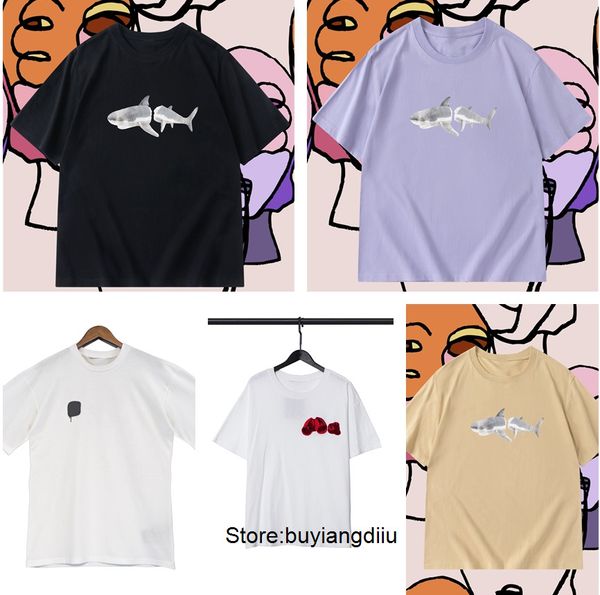 

designer mens palms t-shirt letter print casual tees angeles womens  t shirt pa shark graffiti clothing spray short sleeve 4n2t, White;black