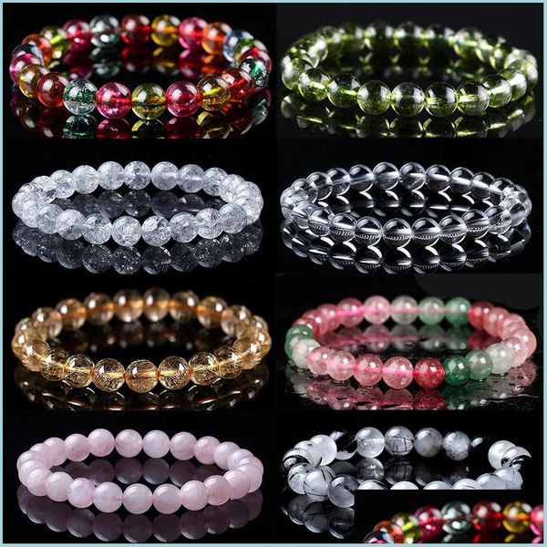 

beaded strands 8mm aandand beads natural stone strands bracelet agate/amethyst /rose quartz /lapis lazi/malachite/tiger eye fashion dhhiq, Black