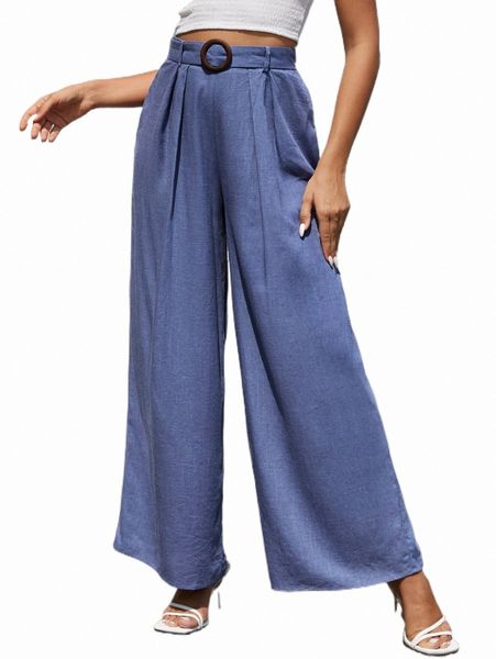 

women's pants & capris o-ring belted wide leg pants l9du#, Black;white