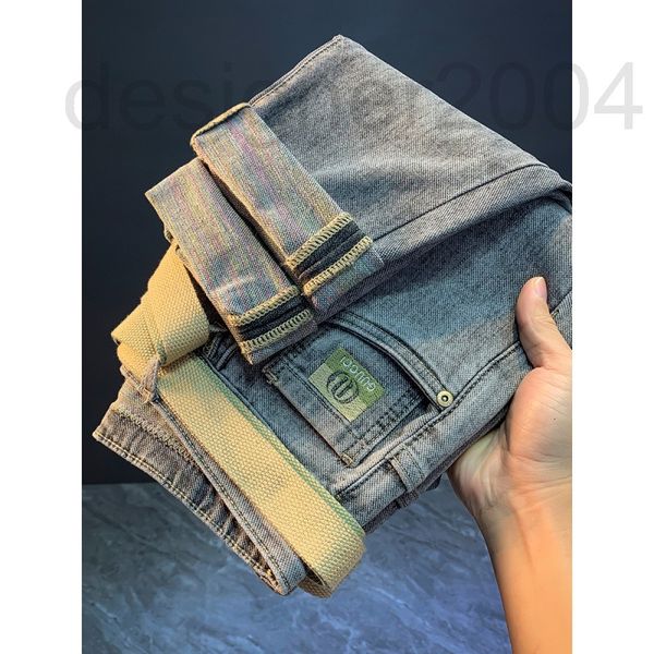 

men's jeans designer summer new jeans men's fashion ins embroidery elastic versatile micro span slim pants korean aqyv, Blue