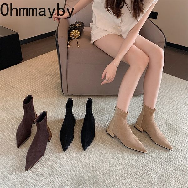 

boots arrival suede women boots woman pointed toe flats heels ankle booties zipper fashion black ladies shoes 220908