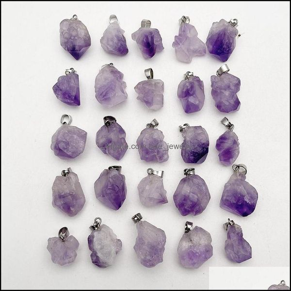 

charms natural amethysts stone pendants for jewelry making charms irregar accessories drop delivery 2021 findings compone dhseller2010 dhggw, Bronze;silver