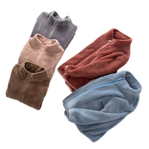 

jackets autumn girls plush coats kids soft turtleneck outwear keep warm children's coral fleece zipper jackets for girls p338 220908, Blue;gray