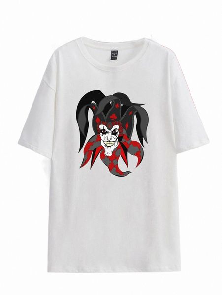 

women's t-shirt x sleepyhouse clown print drop shoulder tee i9or#, White