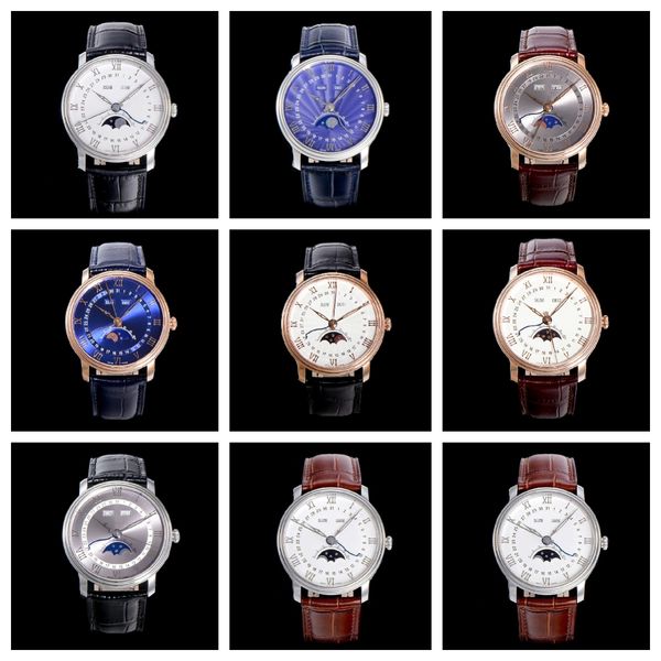 

om v3 montre de luxe mens watches 43x11.7mm automatic mechanical movement steel case leather strap luxury watch wristwatches, Slivery;brown