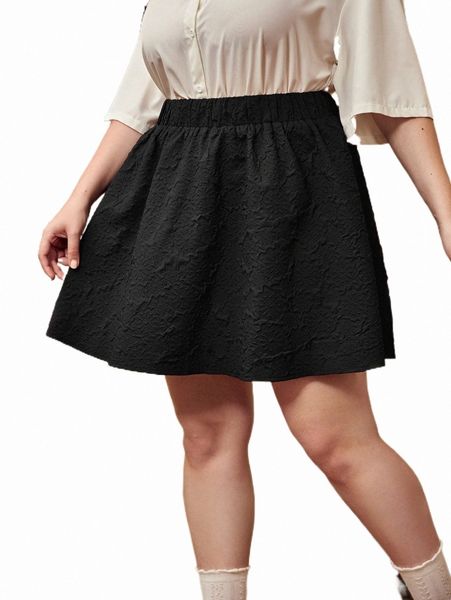 

plus size pants plus solid high waist skirt 2022 new b4im#, Black