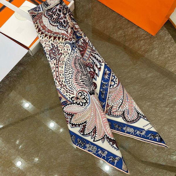 

new style designer scarves h silk scarf wholesale women's hand crimping headcloth pattern print scarfs kerchief seaside resort twilly s, Blue;gray