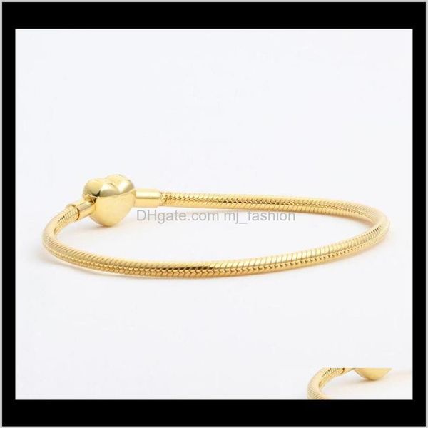 

charm bracelets jewelry drop delivery 2021 whole- love cz diamond for pandora 925 sterling sier plated 18k gold heart shaped s263d, Golden;silver