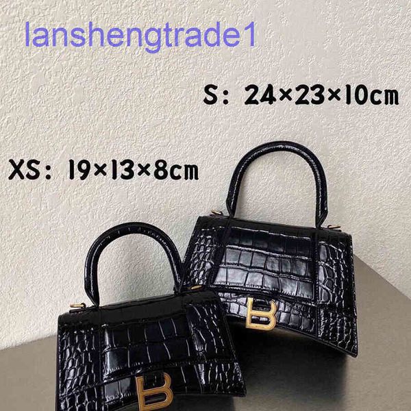 

real balenciga b leather crocodiless hourglass light luxurys women's net red same one shoulder messenger portable bag