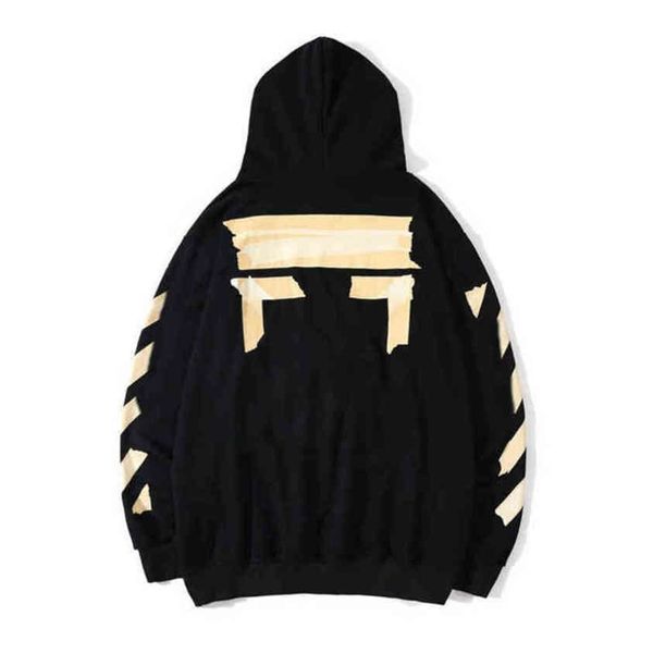 

loose classic offs mens sweatshirts quality fashion brand designers luxurys pullover back oil paint arrow x men womens hoodies, Black