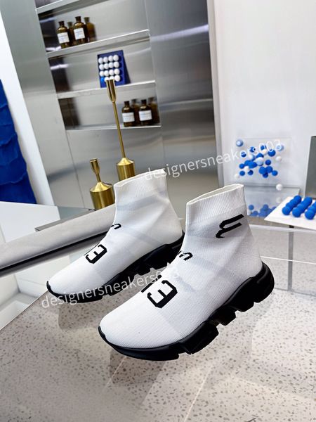 

2022 knitting elasticity ankle boots fashion 35-41 designer printing mixed colors sock shoes stretch boot half stiletto booty high heel wome, Black