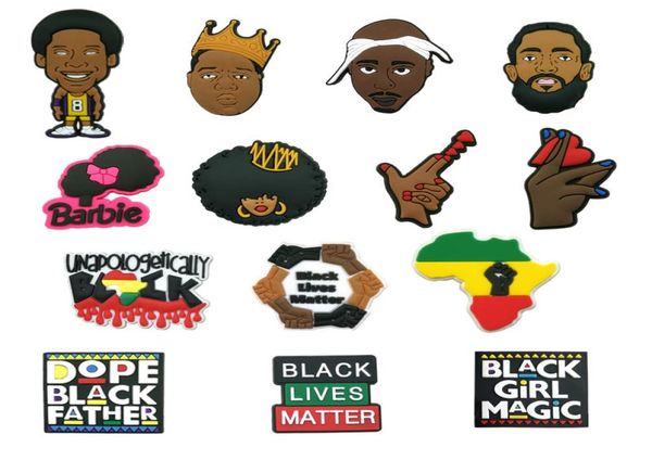 

100pcslot custom black lives matter pvc shoe charms shoecharm buckles fashion accessories soft rubber jibitz for croc shoes, White;pink