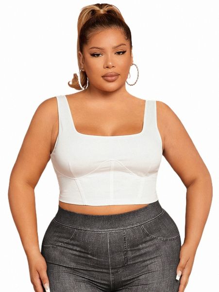 

plus size t-shirt sxy plus solid bustier crop tank q9eu#, Black