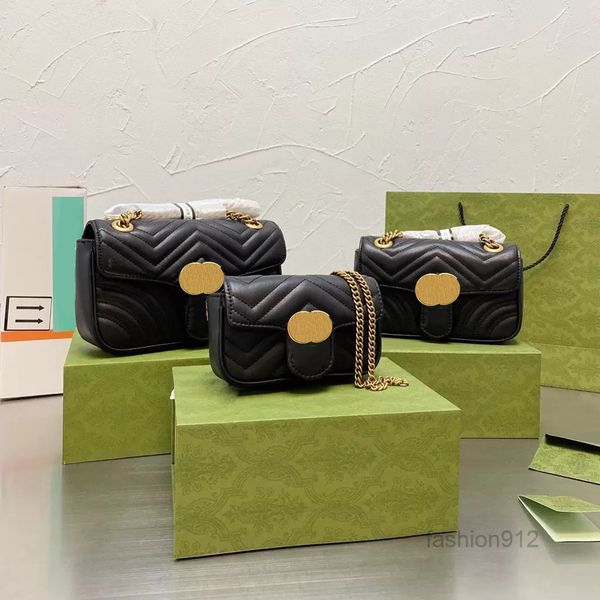 

719sng bags women's evening bags marmont chain shoulder bags woman fashion classic luxury designer handbags lady leather banquet blac