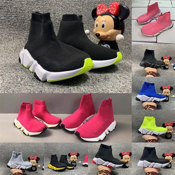 

new arrivlas designers fashion luxury for kids girls speed trainer off red triple black flat casual shoe sock boots childrens shoe284a227o