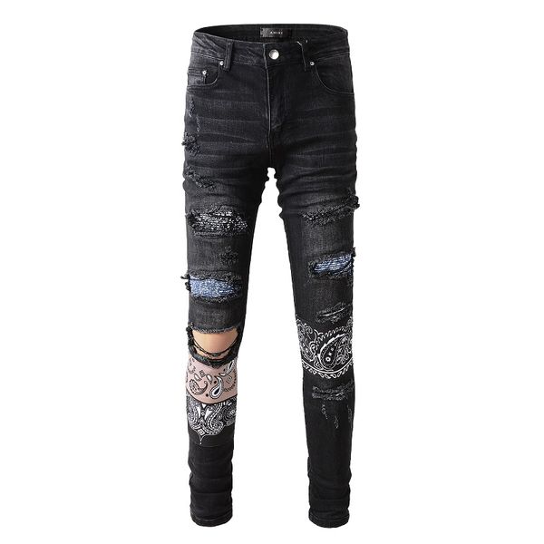 

2021 mens designer jeans distressed ripped biker slim fit motorcycle denim for men s fashion jean mans pants pour hommes #863, Blue