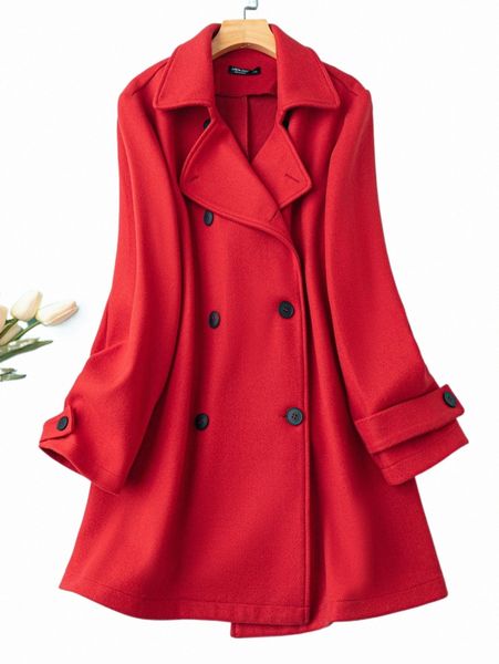 

plus size outerwear & coats plus collar double breasted overcoat g31c#, Black