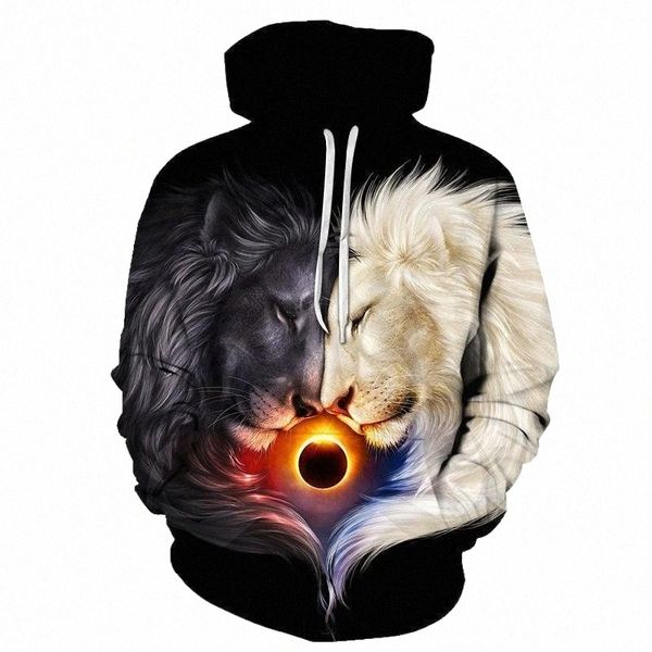 

men's hoodies & sweatshirts men's hoodies & sweatshirts novelty flame lion hoodie animal clothing funny sweatshirt 3d print sports, Black