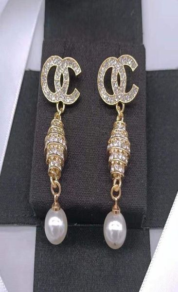 

brand desigenr double letter 18k gold plated charm stud earrings womens hig, Golden