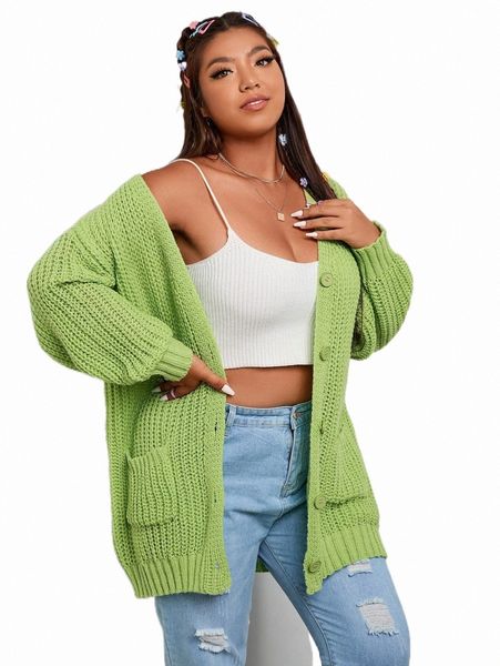 

plus size t-shirt plus drop shoulder pocket patched cardigan l0ru#, Black