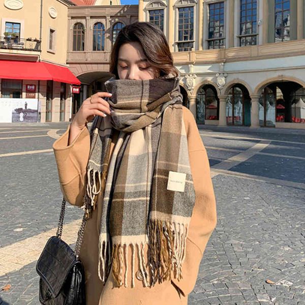 

designer scarf acne sweden studios 2022 new female autumn winter korean version versatile lattice thickened student couple male imitation ca, Blue;gray