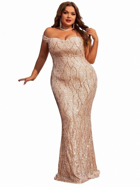 

plus size dresses plus off shoulder sequins formal dress 57vw#, Black
