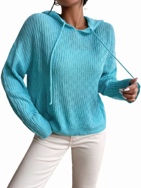 

women's sweaters drop shoulder drawstring hooded sweater t392#, White;black