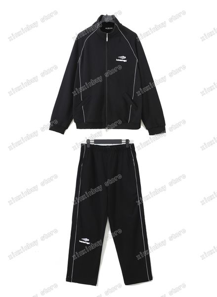 

xinxinbuy men designers coats set paris reflective stripe letter fabric clothes streetwear coats outerwear long sleeve windbreaker black s-x, Black;brown