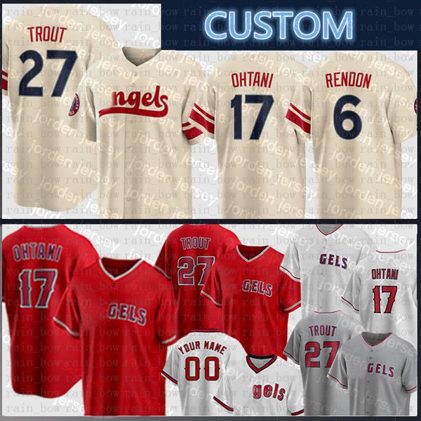

jersey custom angels baseball 27 mike trout shohei ohtani anthony rendon noah syndergaard david fletcher brandon, Black